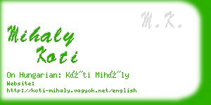 mihaly koti business card